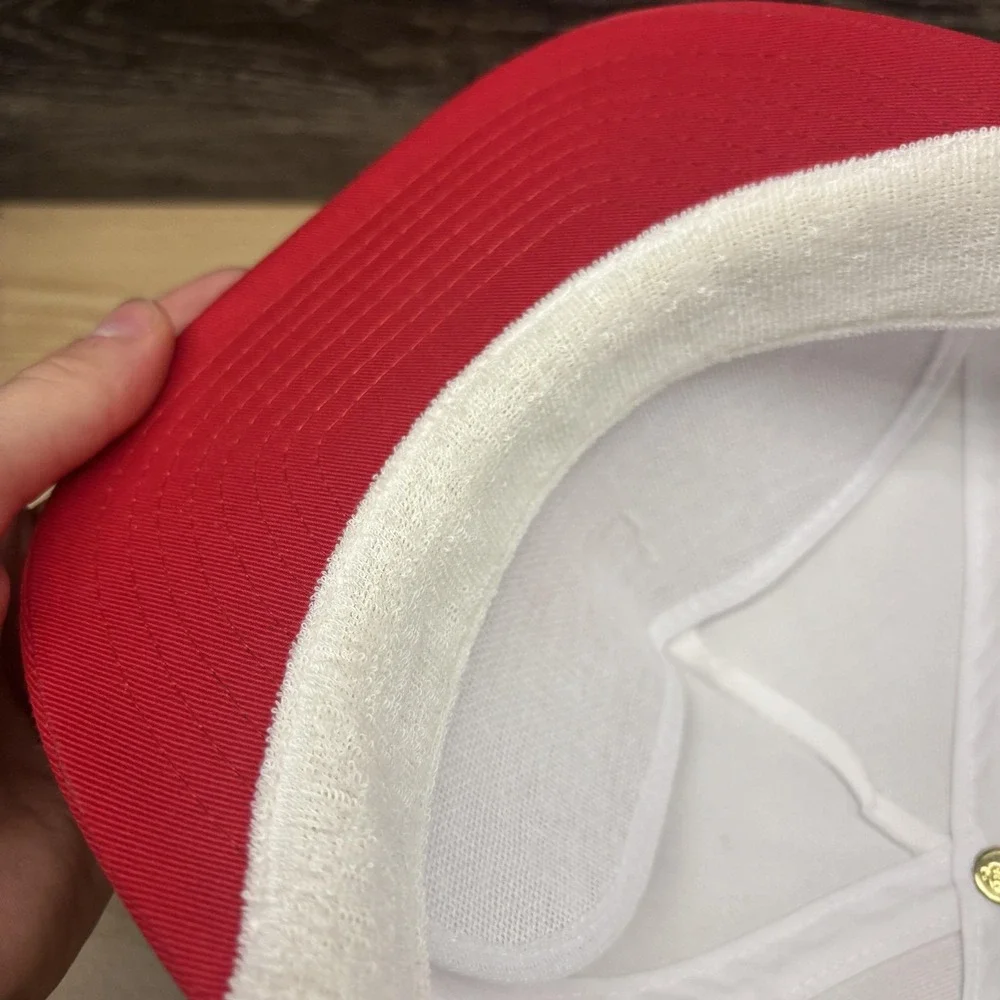 Park Region Hat Cap Snap Back Red White Rope Cord Advertising Mens Otto‎ Cap